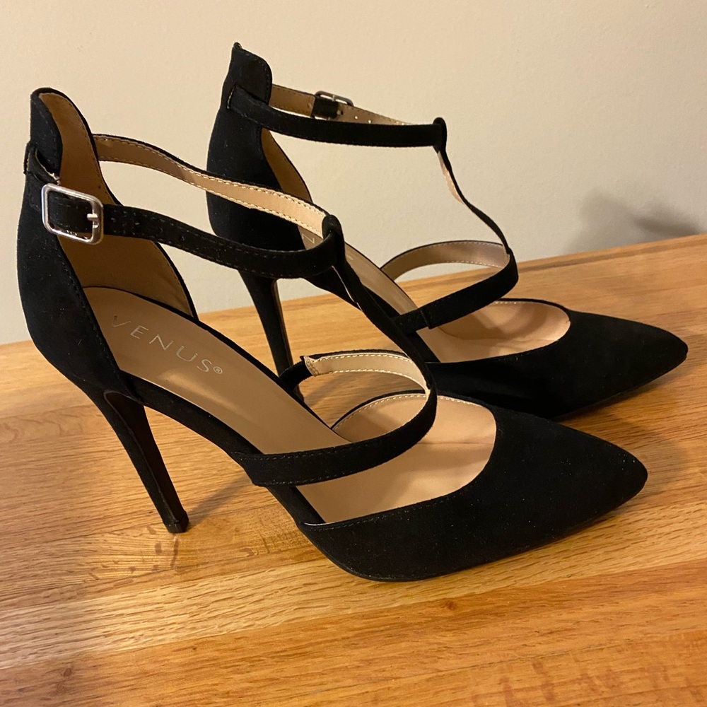 VENUS Black Strappy Heels - Picture 2 of 7